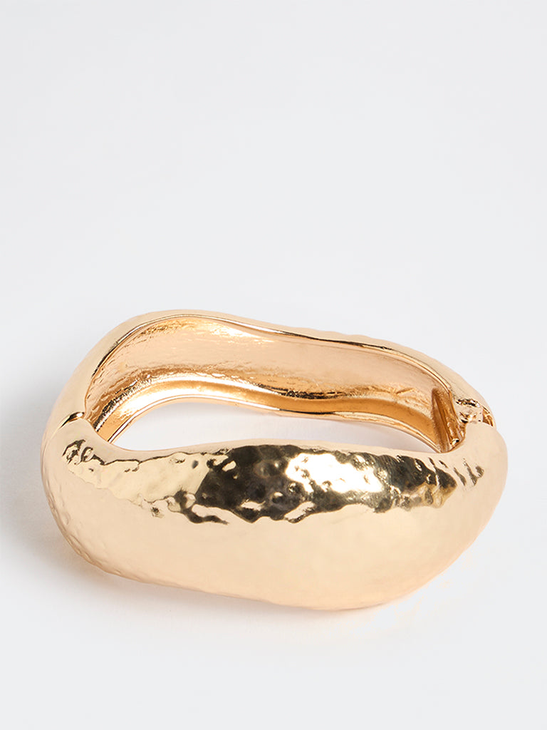 Westside Accessories Gold Hammered Hinged Bracelet