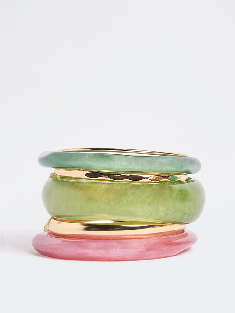 Westside Accessories Multicolour Metal and Resin Bangles - Pack of 6