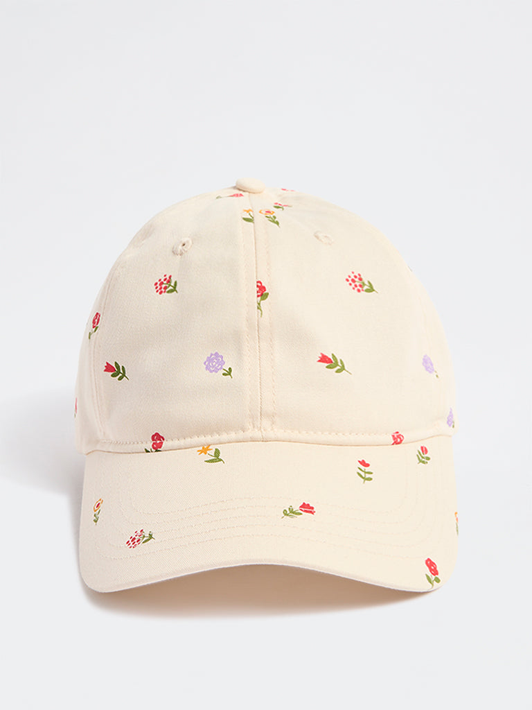 Westside Accessories Light Peach Floral Printed Cap