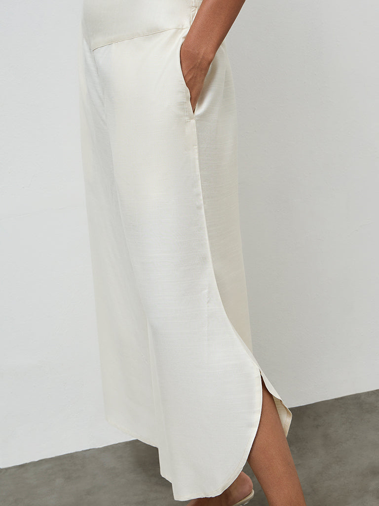 Zuba Ivory Solid Ethnic Pants