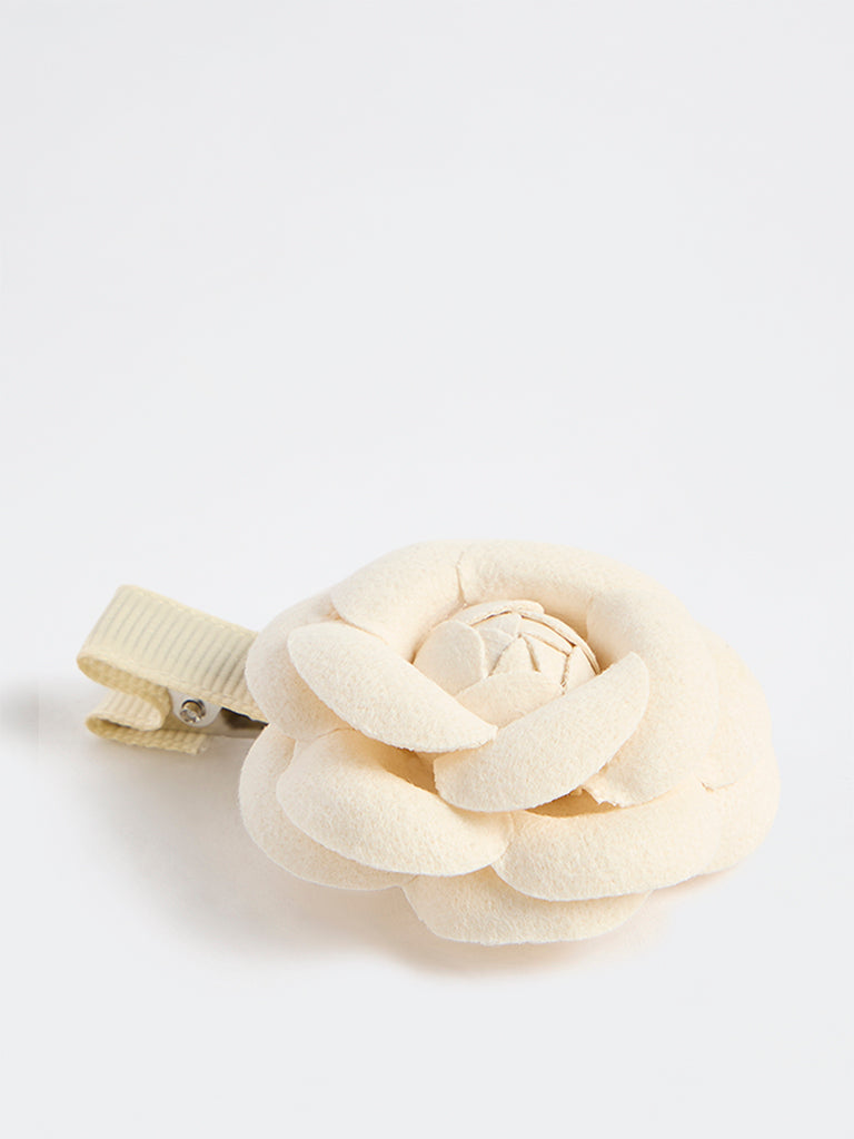 Westside Accessories Off-White Floral Alligator Clip