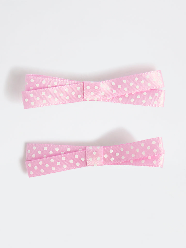Westside Accessories Pink Polka Dot Bow Clips - Pack of 2