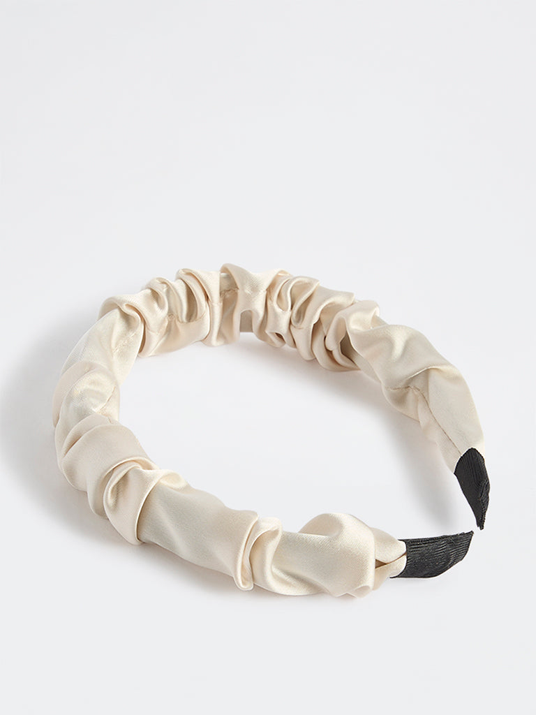 Westside Accessories Off-White Ruched Headband
