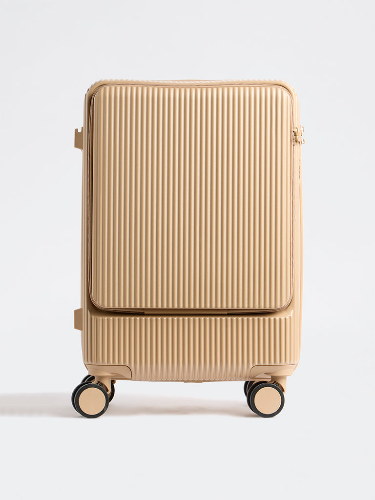 Westside Accessories Cream Ribbed Travel Suitcase