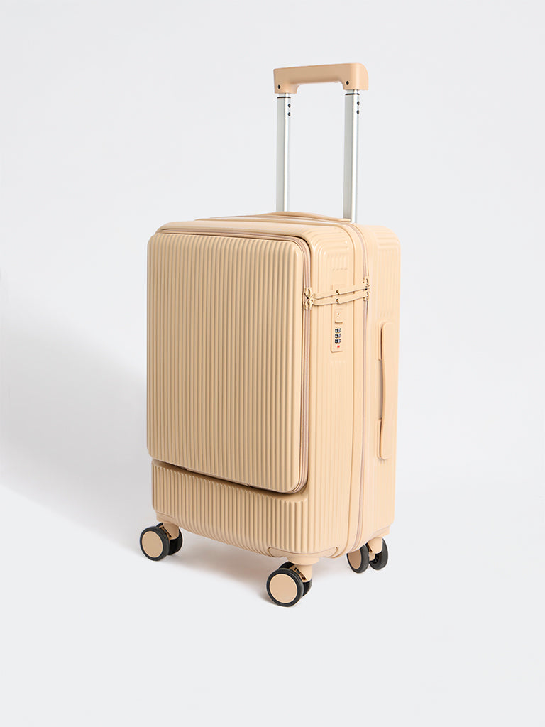 Westside Accessories Cream Ribbed Travel Suitcase