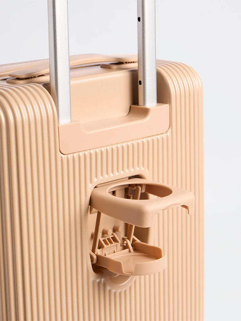 Westside Accessories Cream Ribbed Travel Suitcase