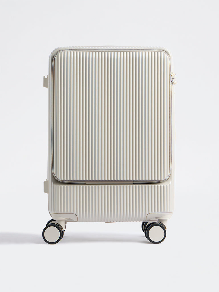 Westside Accessories Light Grey Ribbed Travel Suitcase