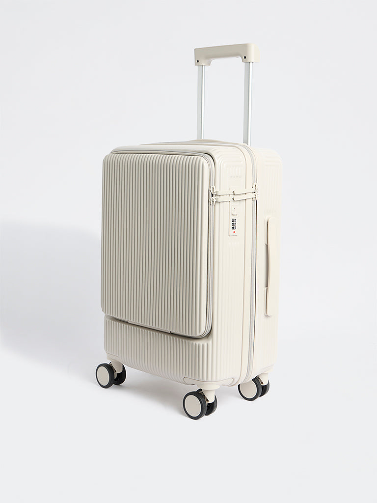 Westside Accessories Light Grey Ribbed Travel Suitcase