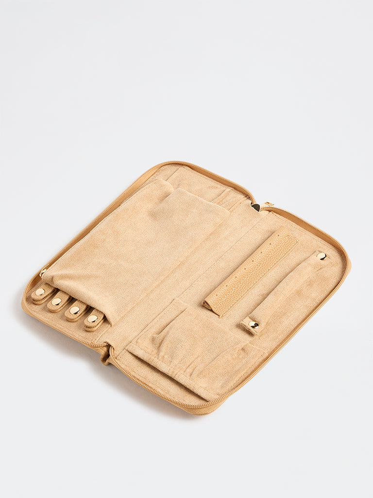 Westside Peach Textured Travel Jewellery Organizer