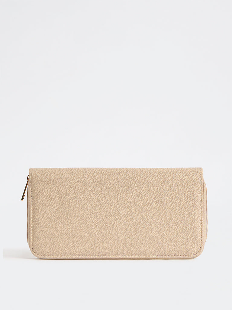 Westside Beige Textured Travel Jewellery Organizer