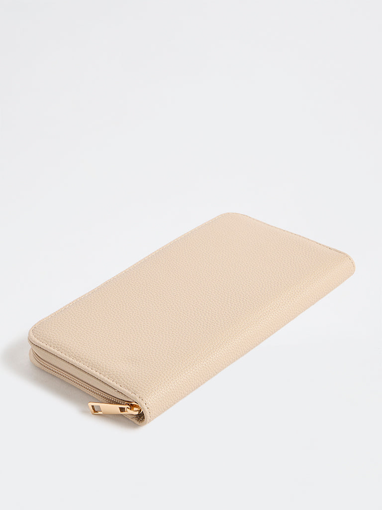 Westside Beige Textured Travel Jewellery Organizer