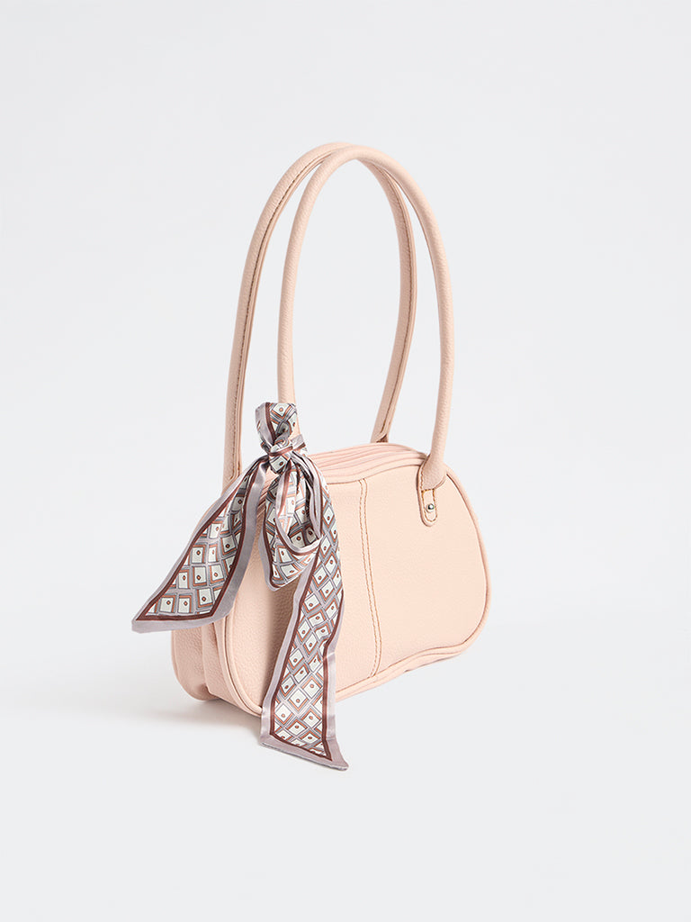 Westside Pink Textured Shoulder Bag with a Scarf