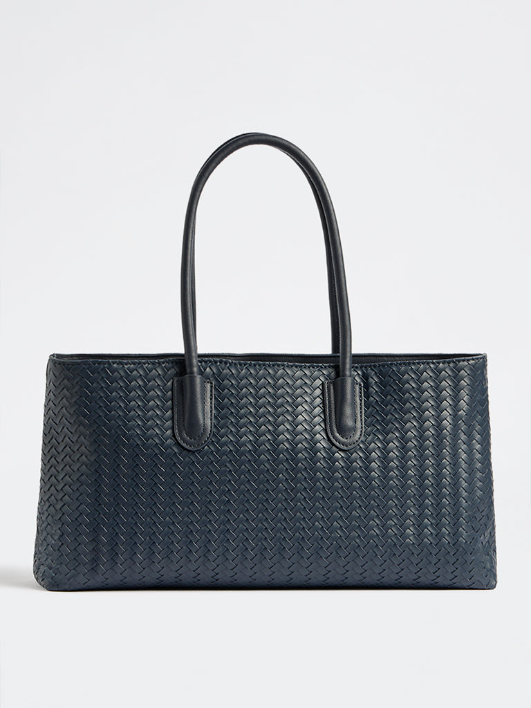 Westside Blue Woven Shoulder Bag