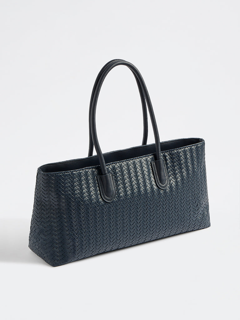Westside Blue Woven Shoulder Bag