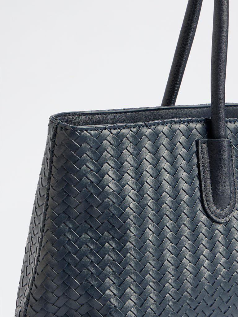 Westside Blue Woven Shoulder Bag