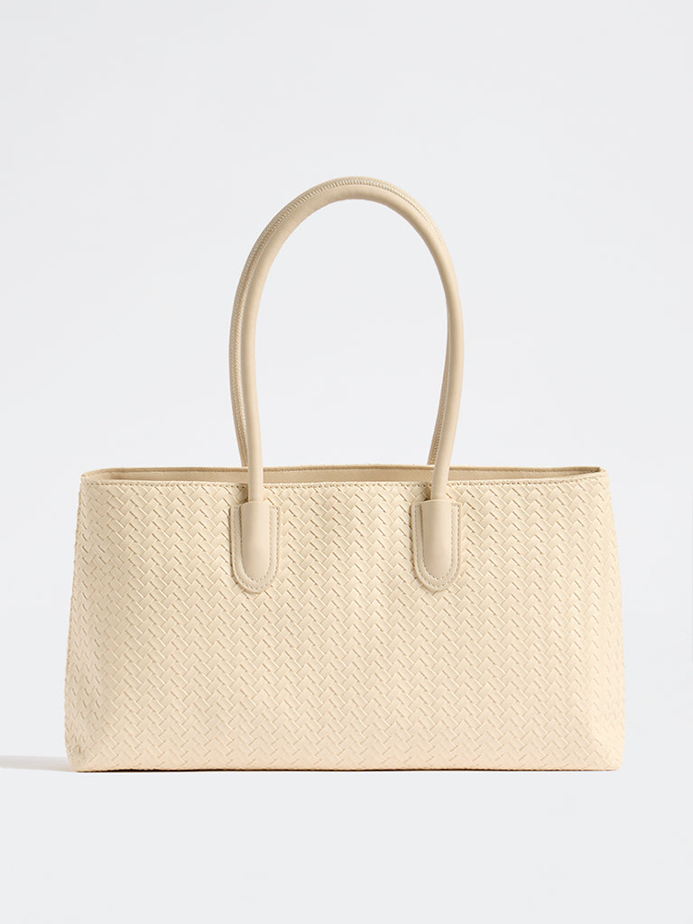 Westside Off-White Woven Shoulder Bag