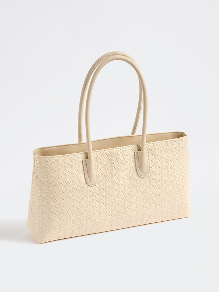 Westside Off-White Woven Shoulder Bag