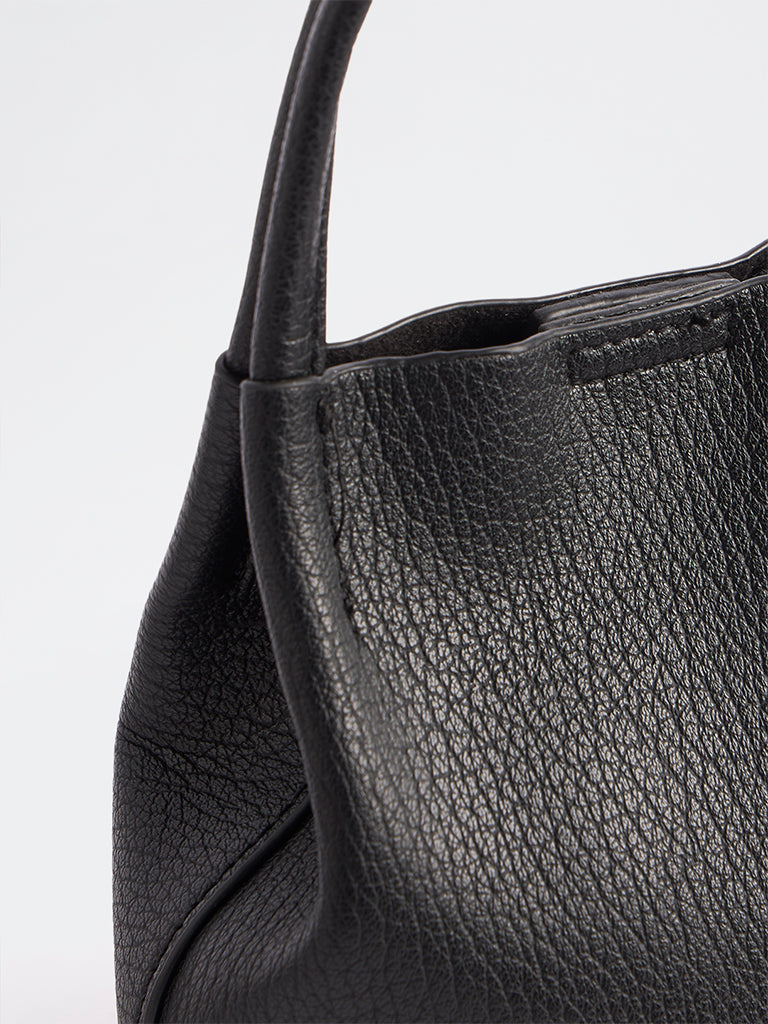 Westside Black Textured Mobile Sling Bag with a Pouch