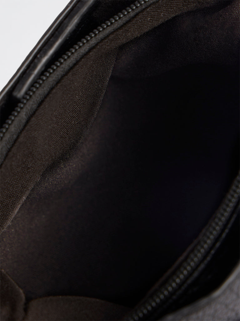 Westside Black Textured Mobile Sling Bag with a Pouch
