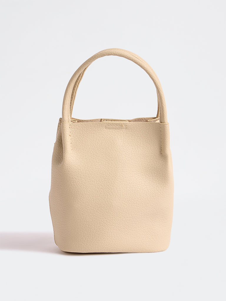 Westside Cream Textured Mobile Sling Bag with a Pouch