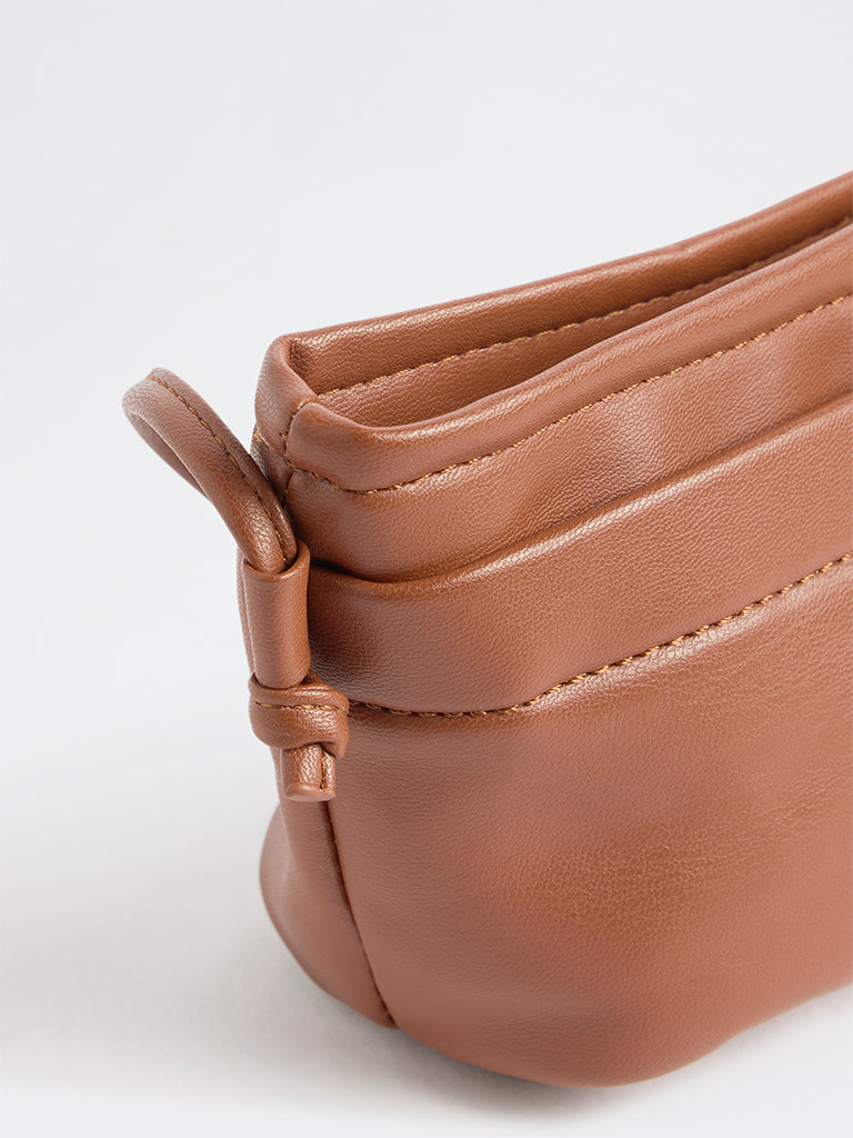 Westside Brown Button-Detail Sling Bag