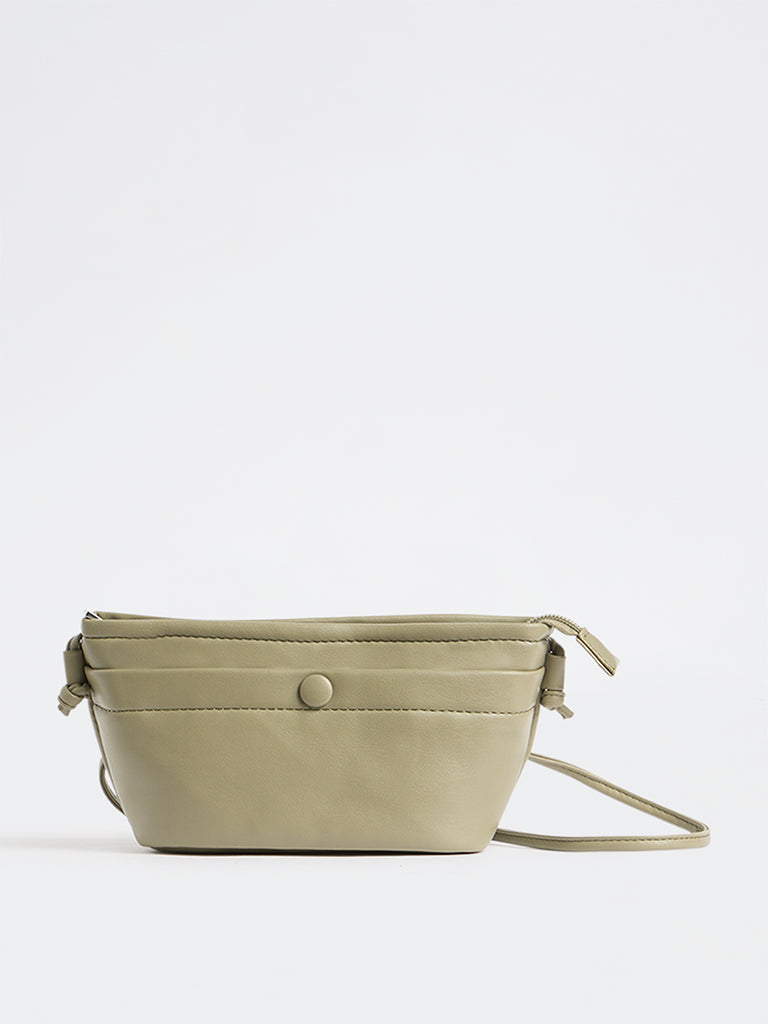 Westside Olive Button-Detail Sling Bag