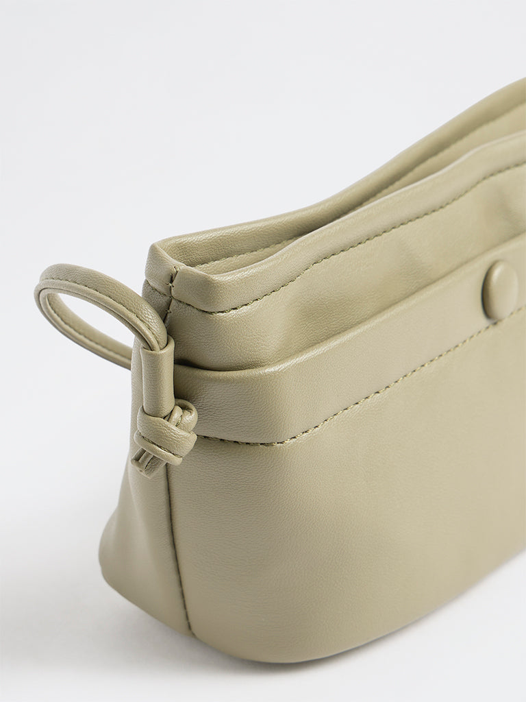 Westside Olive Button-Detail Sling Bag