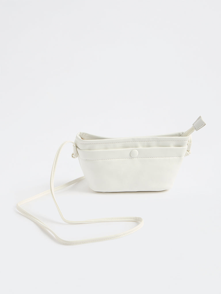 Westside White Button-Detail Sling Bag