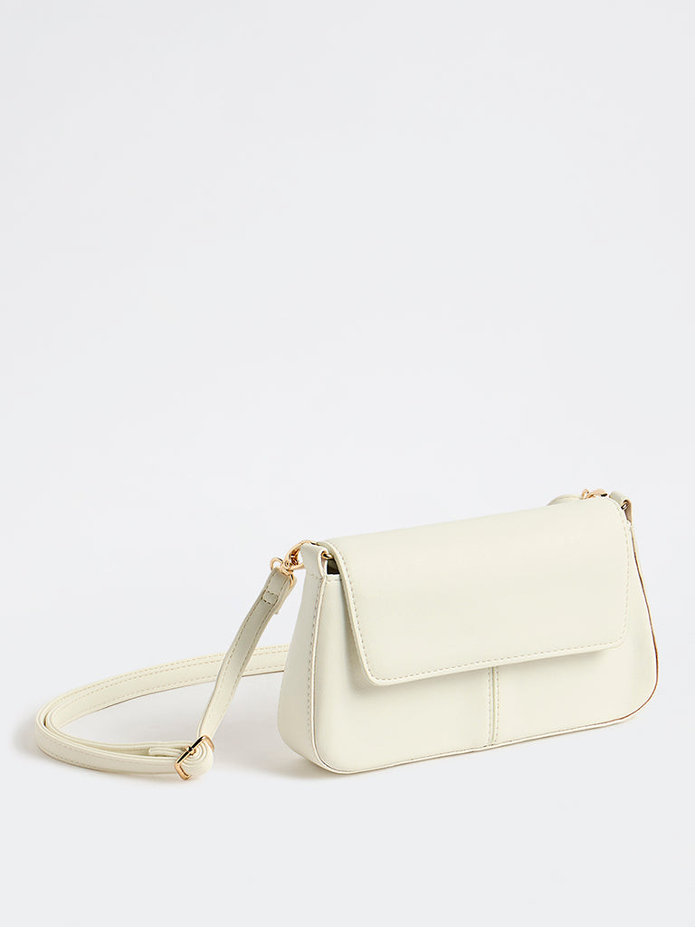 Westside Off-White Flap Crossbody Sling Bag