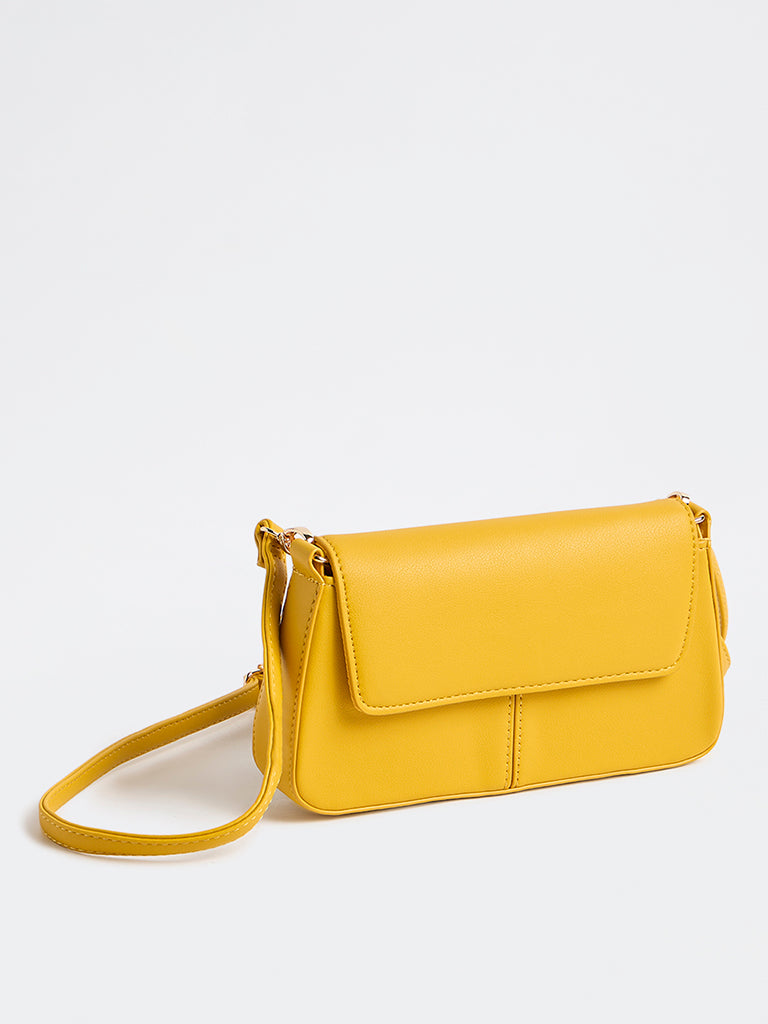 Westside Yellow Flap Crossbody Sling Bag
