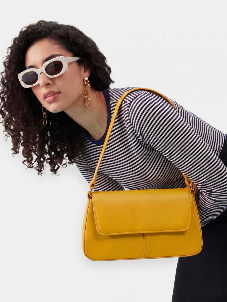 Westside Yellow Flap Crossbody Sling Bag