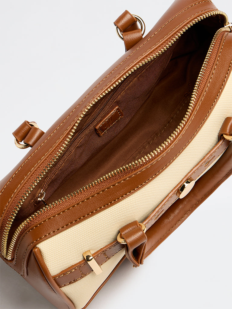 Westside Cream and Brown Handbag