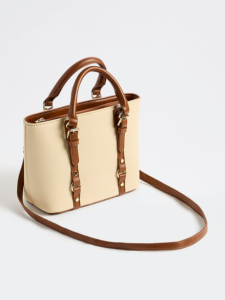 Westside Cream and Brown Tote Bag