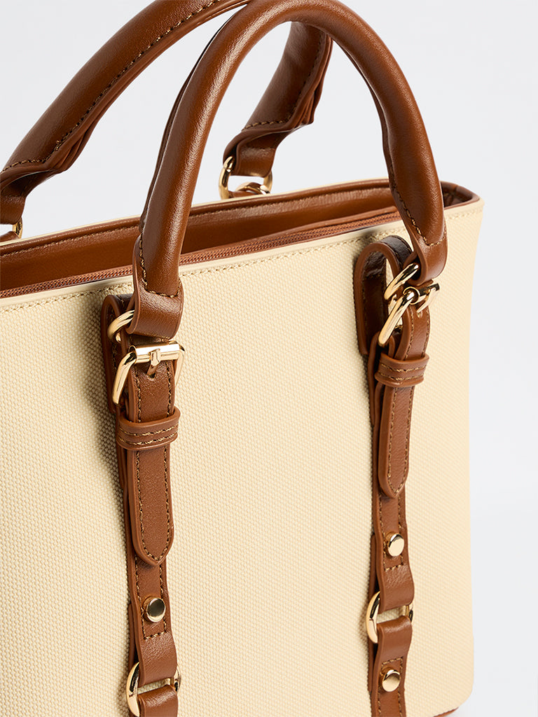 Westside Cream and Brown Tote Bag