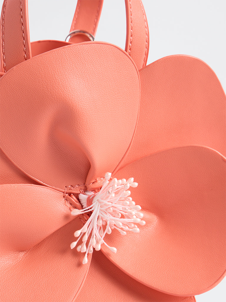 Westside Coral Floral Embellished Handbag with a Pouch