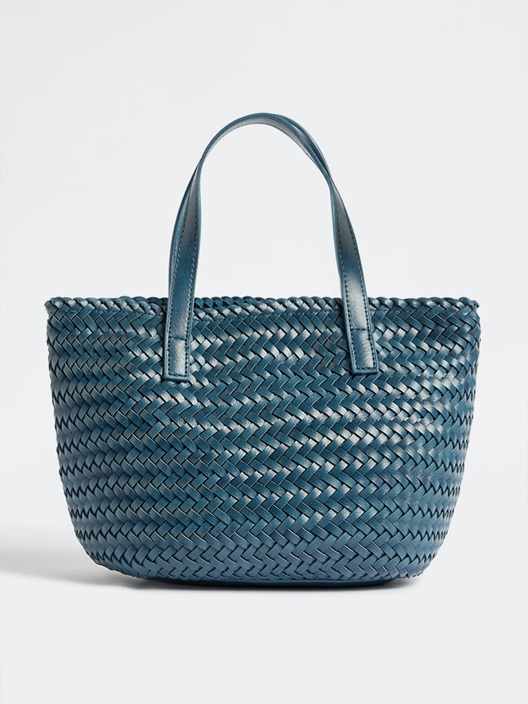 Westside Blue Woven Handbag