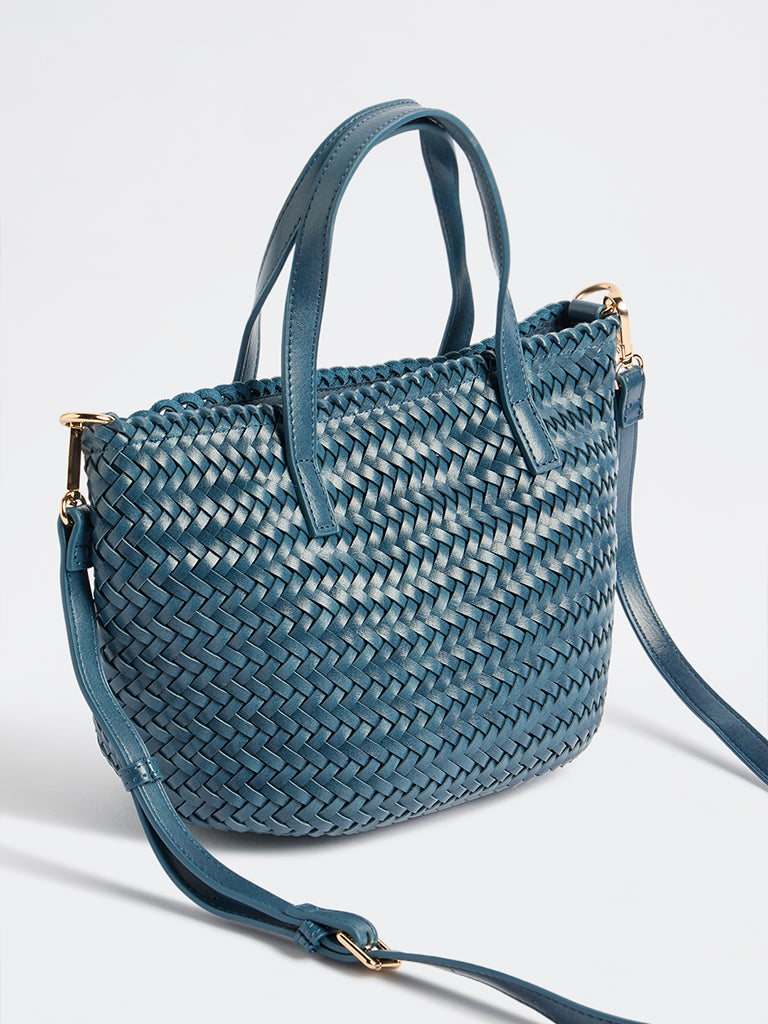 Westside Blue Woven Handbag