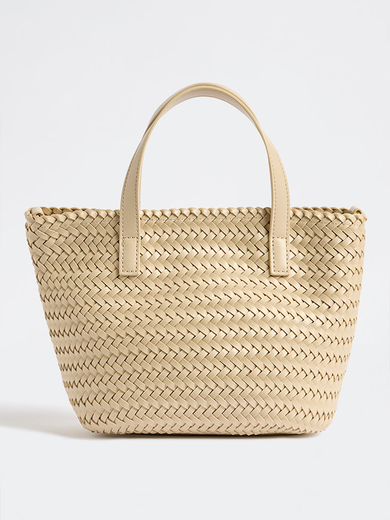 Westside Cream Woven Handbag