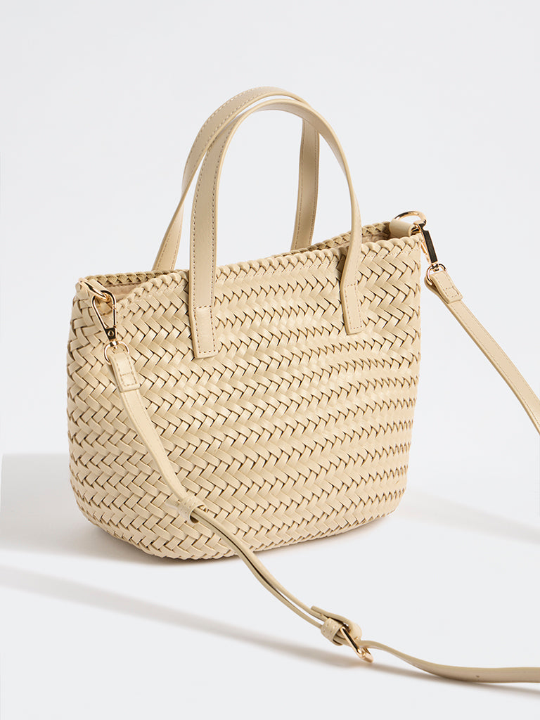 Westside Cream Woven Handbag