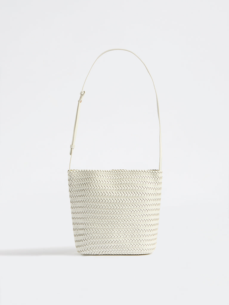 Westside White Woven Sling Bag