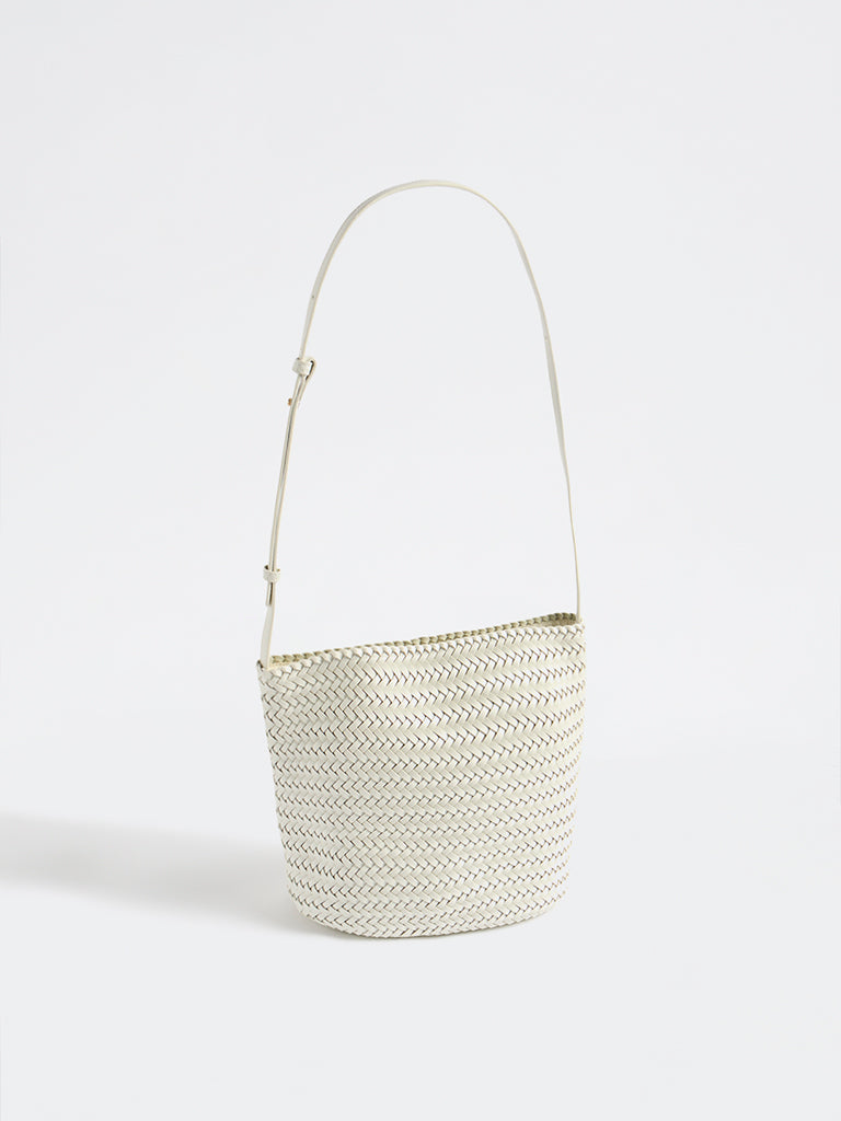 Westside White Woven Sling Bag