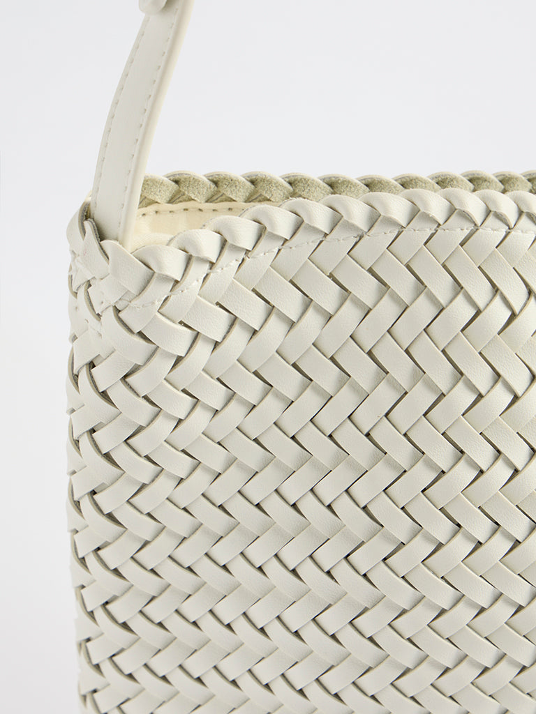 Westside White Woven Sling Bag