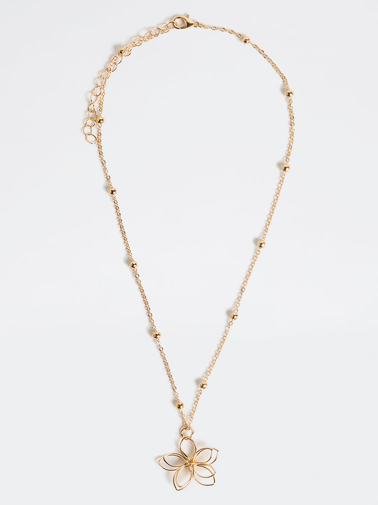 Westside Accessories Gold Floral Pendant Necklace