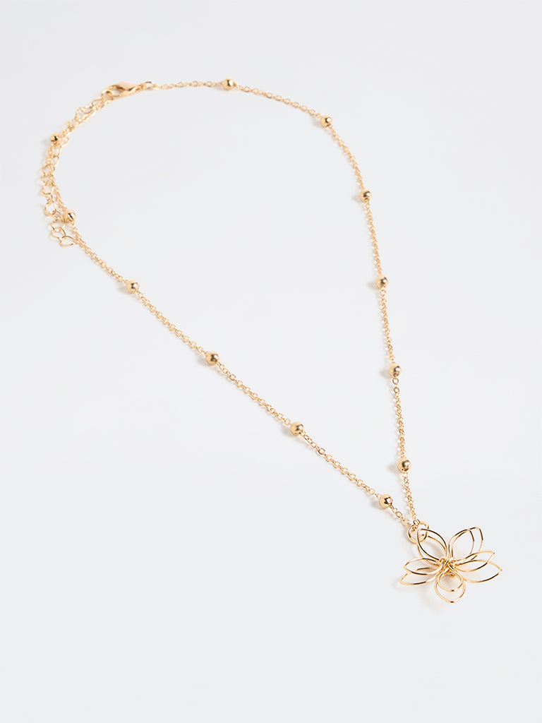 Westside Accessories Gold Floral Pendant Necklace