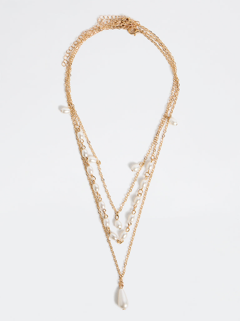 Westside Accessories Gold Pearl Necklaces - Pack of 3