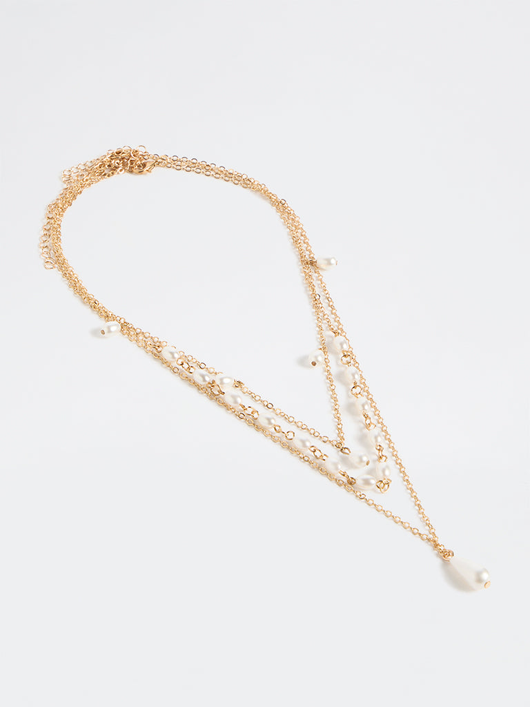 Westside Accessories Gold Pearl Necklaces - Pack of 3