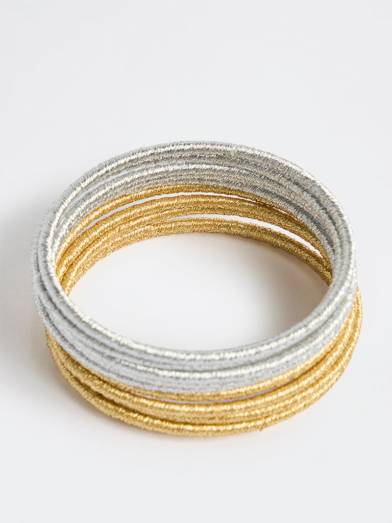 Westside Accessories Gold and Silver Shimmer Bangles - Pack of 10