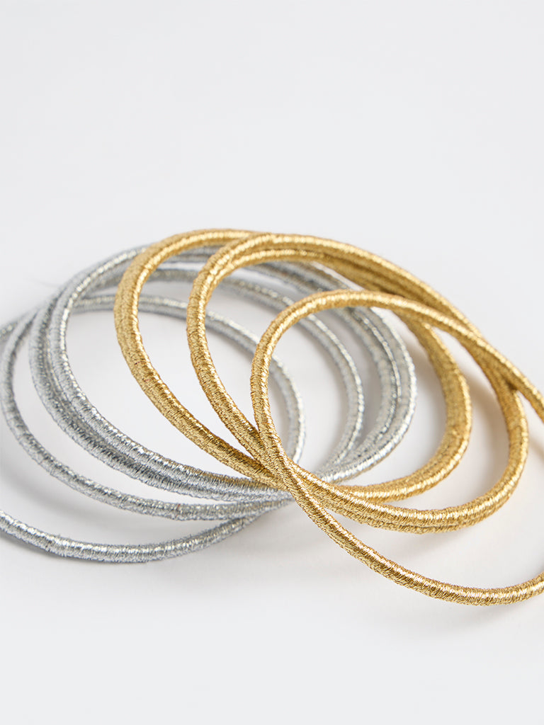 Westside Accessories Gold and Silver Shimmer Bangles - Pack of 10