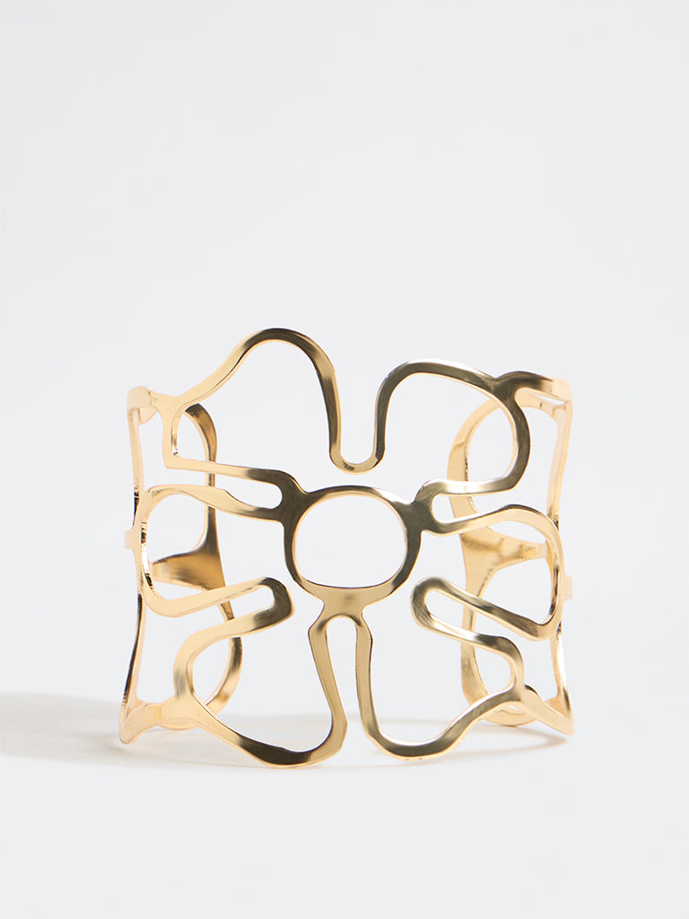 Westside Accessories Gold Floral Cutwork Cuff Bracelet