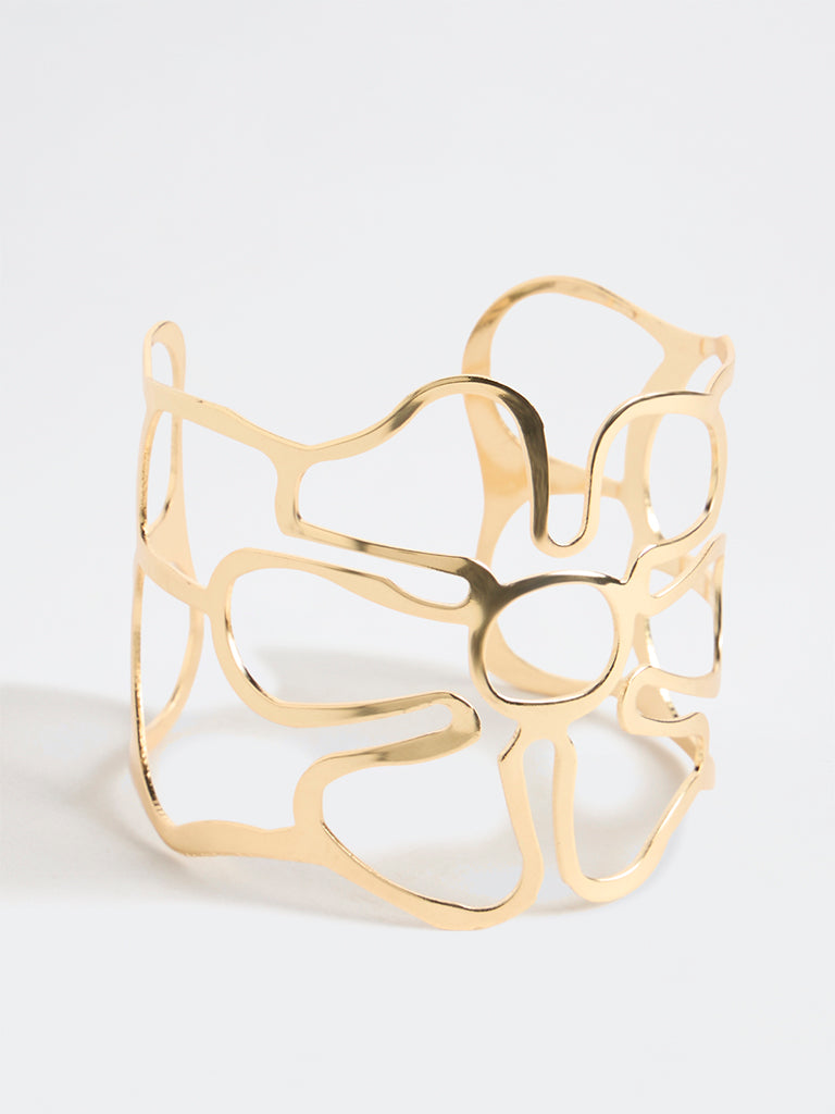 Westside Accessories Gold Floral Cutwork Cuff Bracelet
